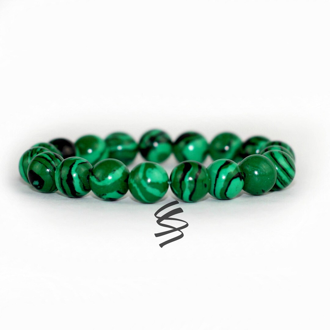 10mm Malachite Bracelet Malachite Jewelry Malachite Beads Etsy