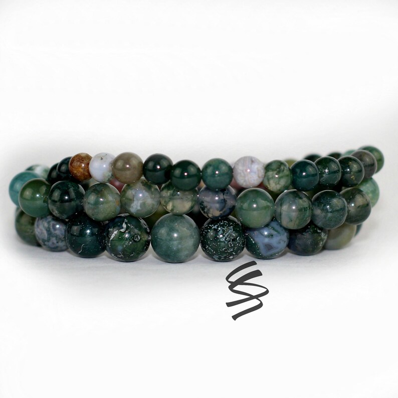 8mm Seraphinite Bracelet Moss Agate Seraphinite Beads Green - Etsy