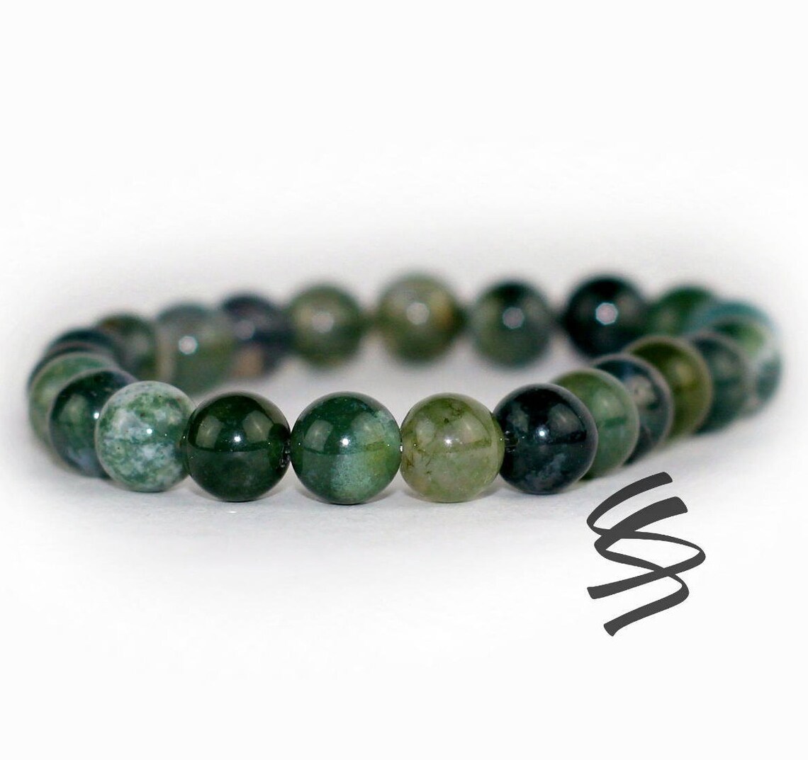 8mm Seraphinite Bracelet Moss Agate Seraphinite Beads Green - Etsy