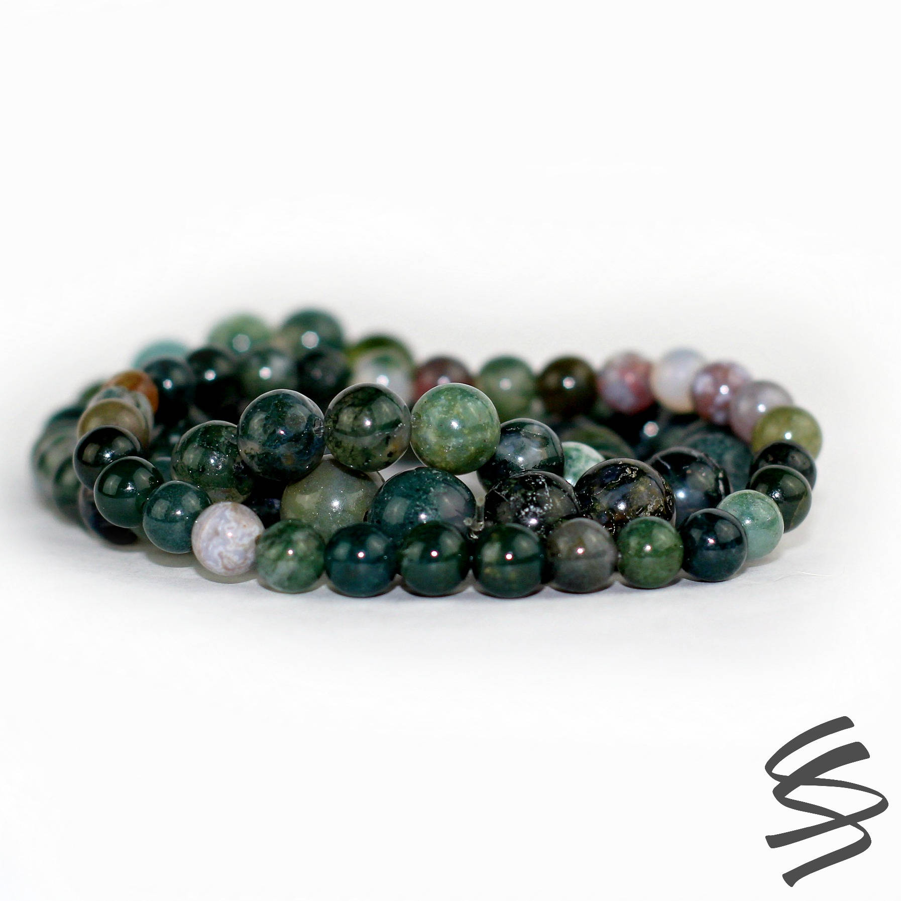 8mm Seraphinite Bracelet Moss Agate Seraphinite Beads Green | Etsy