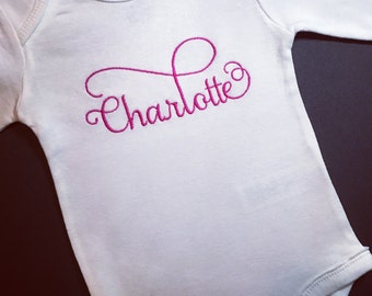 Personalized Embroidered Name Onesie-Script Font-Baby Shower Gift-Going Home Outfit