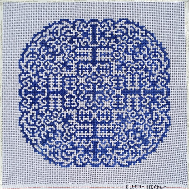 Handpainted Needlepoint Canvas station Blue Etsy