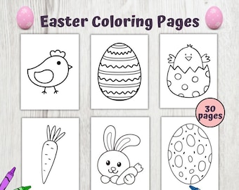 30 páginas para colorear de Pascua para niños, imprimibles de Pascua, hojas de actividades de Pascua para niños, conejito de Pascua para colorear, juegos de Pascua, páginas para colorear de primavera