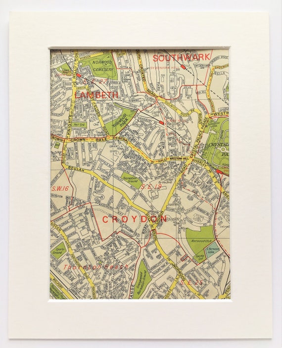 Vintage 1960s London Map South East London Dulwich Thornton Etsy