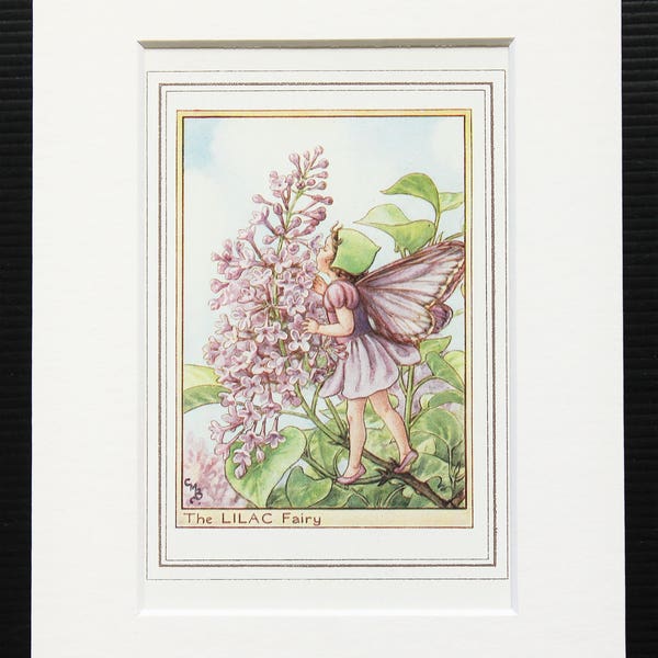 Lilac Fairy - Original 1930s Vintage Flower Fairy Print by Cicely Mary Barker, Mounted/ Matted Reading for Framing