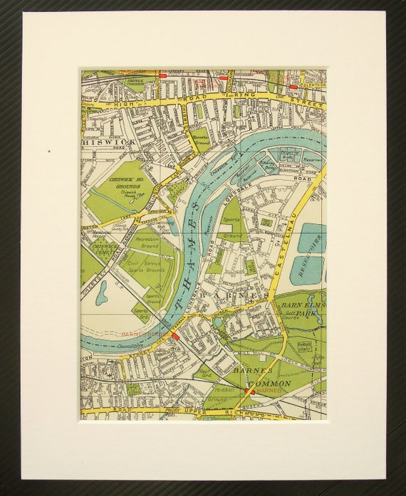 Vintage 1940s London Map West London Barnes Common Etsy