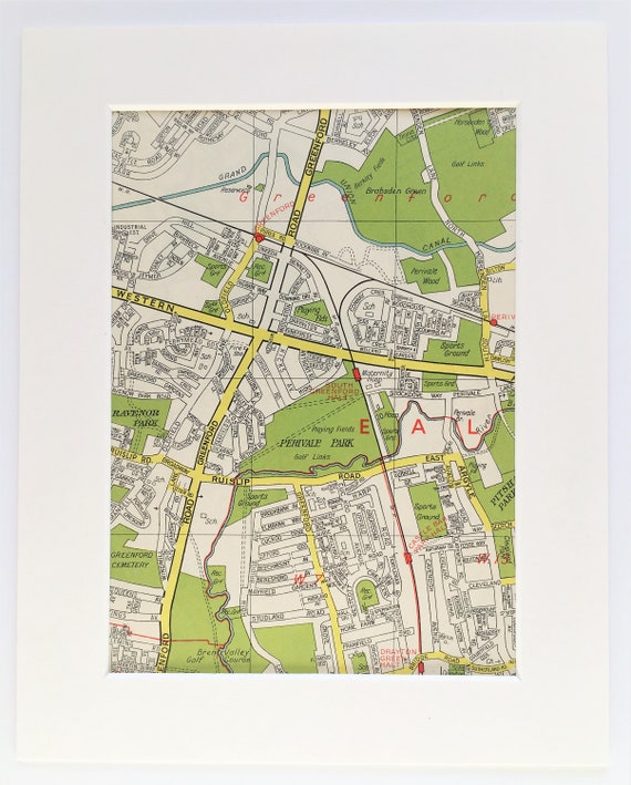 Vintage 1960s London Map North West London Greenford Etsy