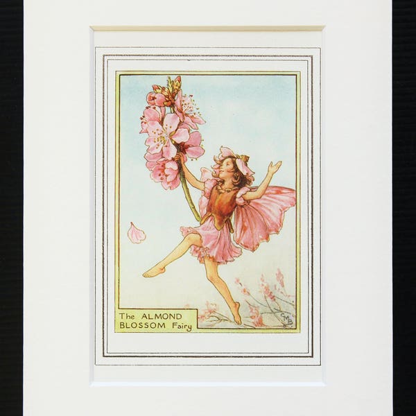 Almond Blossom Fairy - Original 1930s Vintage Flower Fairy Print by Cicely Mary Barker, Mounted/ Matted Reading for Framing