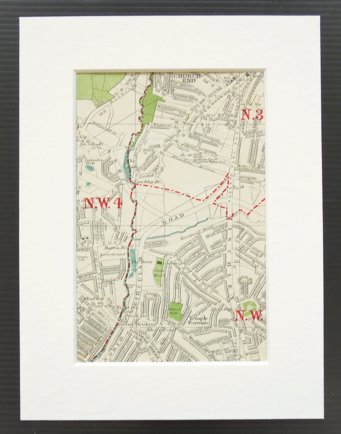 Vintage 1920s London Map Golders Green Church End North Etsy