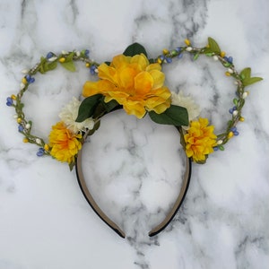 Flower Minnie Ears with Yellow & White Flowers