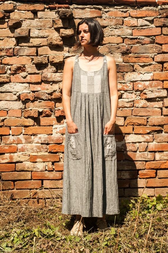 dark grey pinafore dress