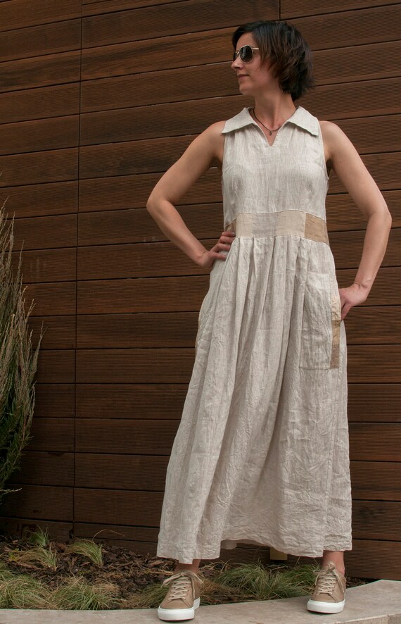 chinese dress ladies Handmade Linen Boho Mini Beach Dress Off-the-shoulder 