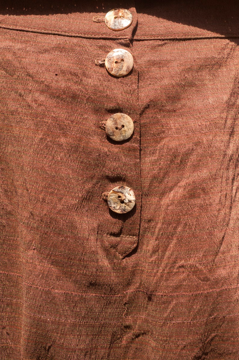 Unique Woman's Linen/Silk Drop Crotch Pants, Brown Chocolate Color, Patchwork Linen/Silk Pants, Patchwork Elements, Deep Pants, Baggy image 7