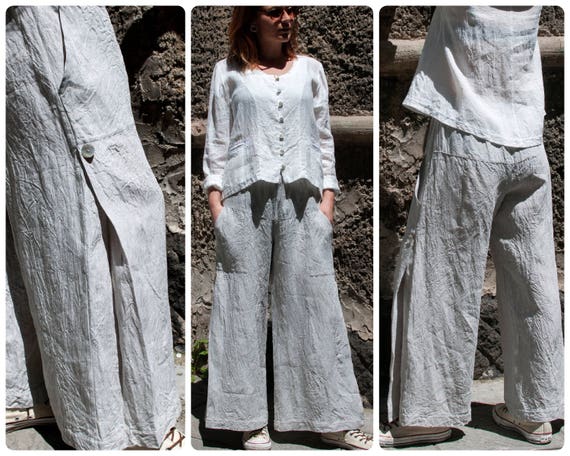 Loose linen Pants - Blue