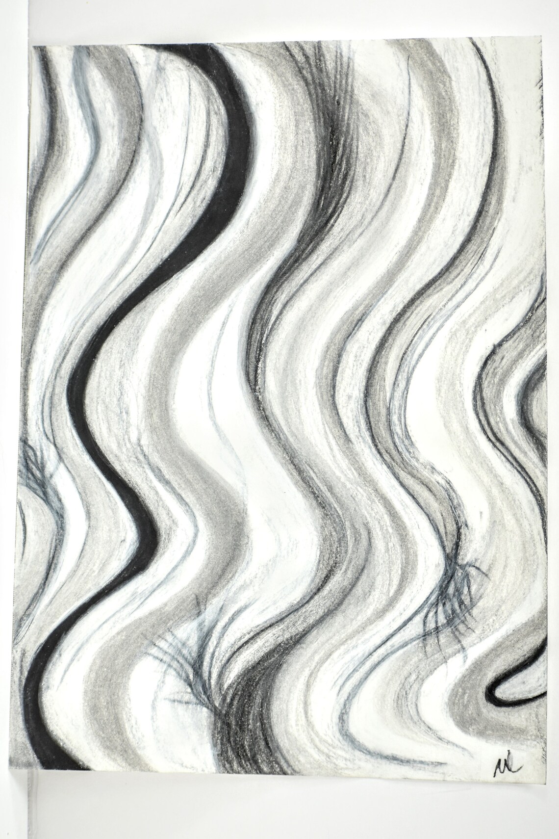 Grayscale Charcoal Line Drawing Etsy