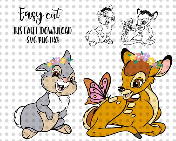 Download Bambi Flower Crown SVG & PNG Clip Files Thumper Printable ...