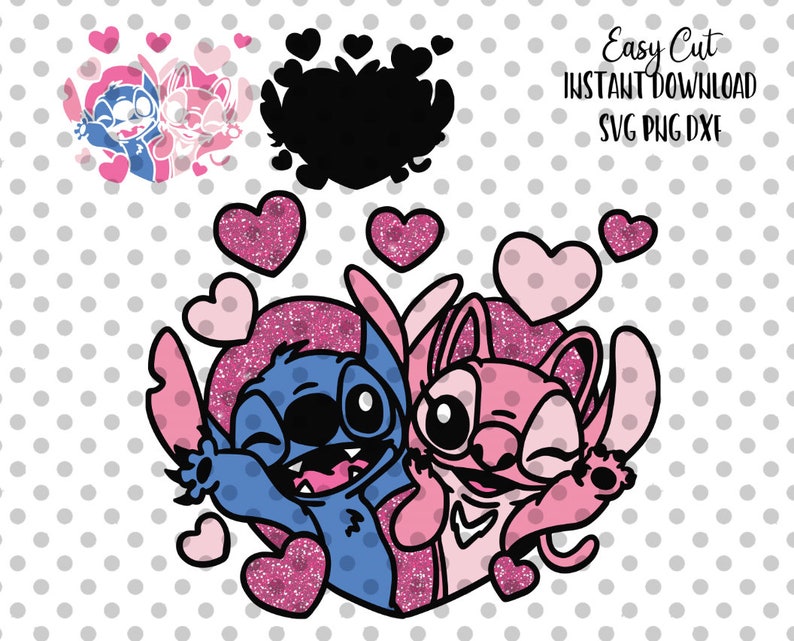 Free SVG Disney Stitch And Angel Svg 11038+ File for DIY T-shirt, Mug