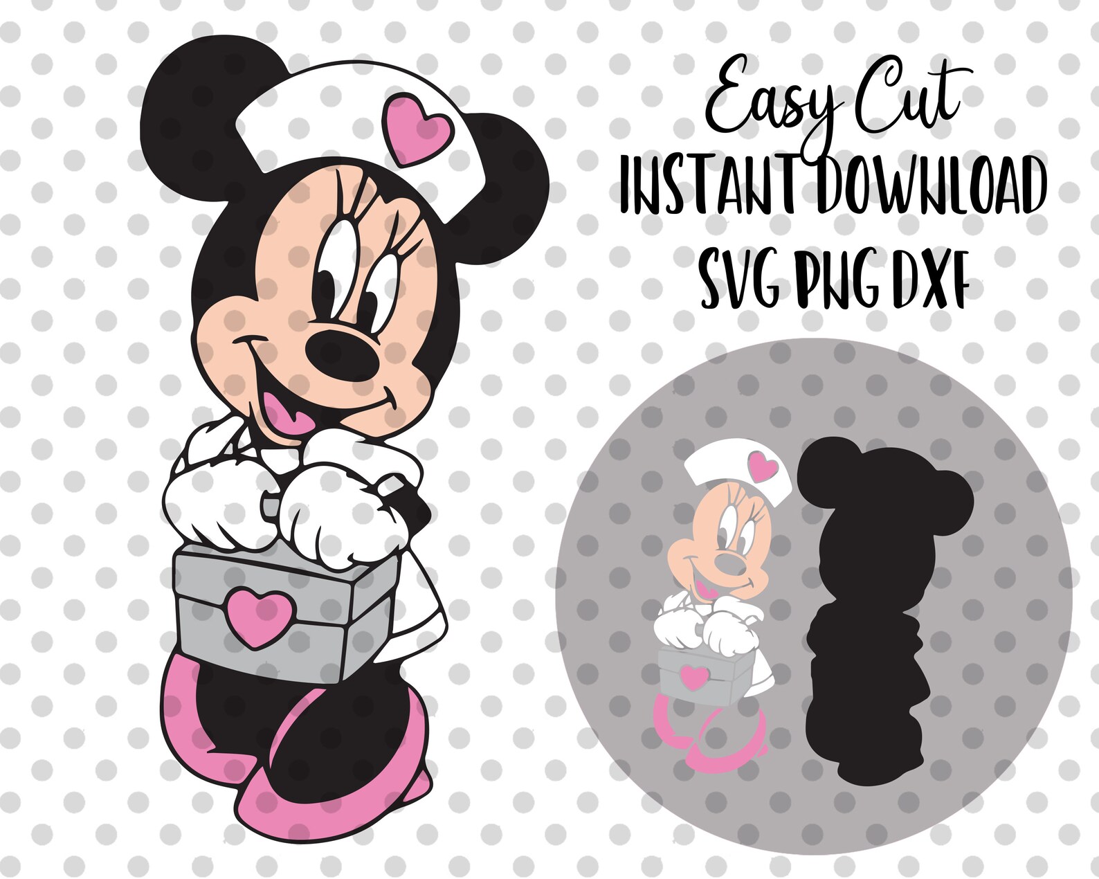 Nurse Minnie Mouse SVG PNG Clip Art Files Easy Cut Vintage Etsy
