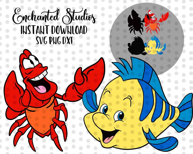 Little Mermaid SVG PNG DXF Layered Cricut File Flounder | Etsy