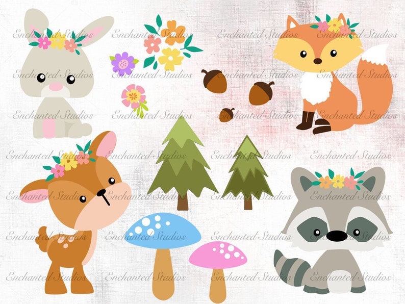 Download Pastel Woodland Animals SVG Cut Files Woodland Nursery ...