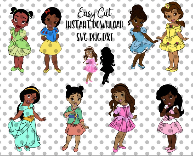 Download 8 Ethnic Toddler Princess SVG Bundle Layered by Color | Etsy