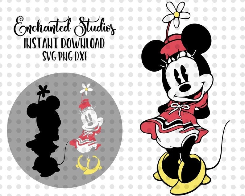 Download Vintage Minnie Mouse Flower SVG & PNG Clip Art Files | Etsy