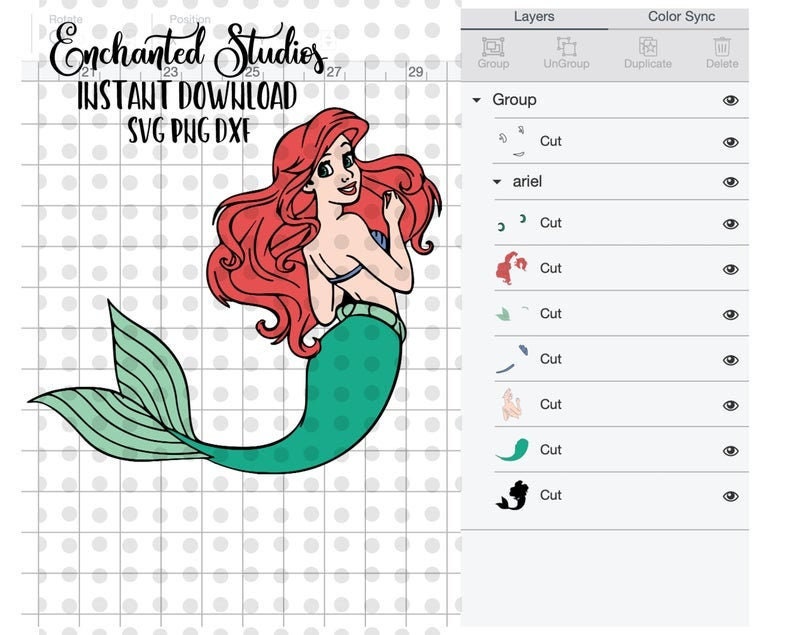 Download Little Mermaid SVG PNG DXF Layered Cricut File Flounder | Etsy