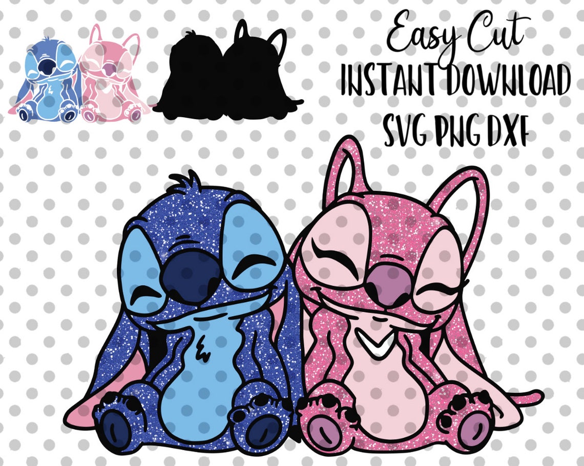 Stitch and Angel SVG & PNG Clip Files Lilo and stitch svg | Etsy