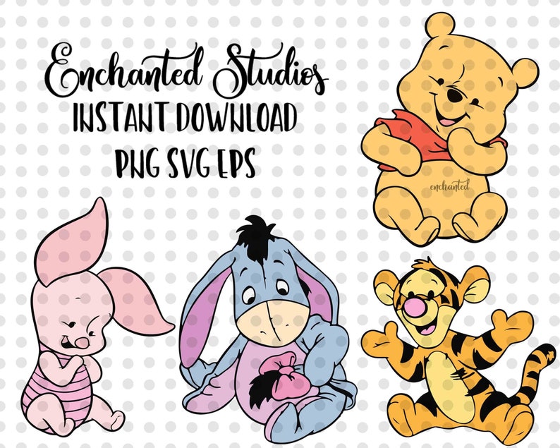 Download Baby Winnie the Pooh Friends Bundle SVG PNG EPS Cutting ...