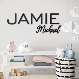 First & Middle Custom Name Sign, Name Sign for Nursery Girl, Personalized Baby Gifts for Boy, Baby Name Wall Sign, Wooden Nursery Letters