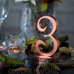 Table Numbers // Wedding Table Numbers // Gold Table Numbers // Wooden Table Numbers // Rustic Wedding Decor // Copper metallic