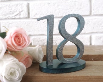 Glitter Wood Table Numbers, Wedding Table Number, Silver Glitter Wedding, Wedding Wood Signs, Stylish Table Numbers
