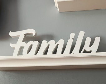 Wood Family Signs, Tabletop Family letters, Mantel Decor, Family Word Cut Out, Housewarming Gift,  3/4" thick (18 mm) Freestanding Signs