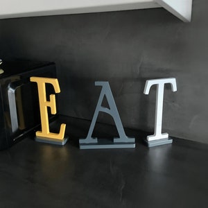Letrero EAT para estante de cocina, letras EAT, decoraciones para encimeras de cocina, decoración sobre gabinetes, decoración de granjas, letras verticales, decoración del hogar