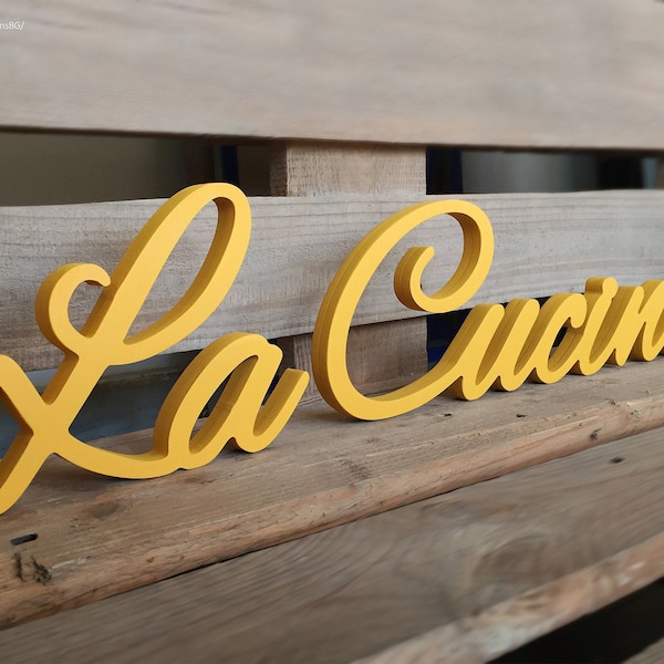 Enseigne italienne La Cucina // La Cucina 3D Wood Sign // Kitchen Farmhouse Signs // Kitchen Italian Signs // Ructic Kitchen Sign // 18 mm d’épaisseur