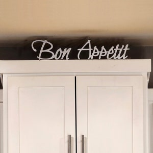 Letreros de cocina Bon Appetit, letrero de madera para cocina, decoración de cocina sobre gabinetes, decoración del hogar francesa, independiente, letras de restaurante, recorte para comedor