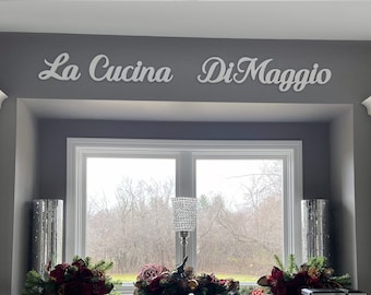 Letrero de madera personalizado La Cucina, decoración de cocina italiana, letrero con nombre personalizado