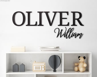 Holz Buchstabe Name, 3D Kinderzimmer Namensschild, Benutzerdefiniertes Baby Namensschild, Kinderzimmer Buchstaben für die Wand, Über der Krippe, Großes Namensschild, 6 Schriftartoptionen