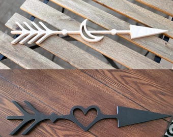 Arrow Wood Sign, Arrow Wall Decor, Arrow Wood Cutout, Arrow Heart, 33 Unique Arrow Designs, 12 mm thick, Heart Arrow Sign