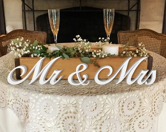 Wooden Letters Mr & Mrs sign new font Ivory glitter mr and mrs sign sweetheart table silver glitter gold glitter just gold mr and mrs and mr