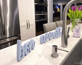 Kitchen Shelf Decor, Bon Appetit Sign, Wooden Signs, Dining Room Sign, Housewarming Gift, Restaurant Decor, Bon Appetit Cutout