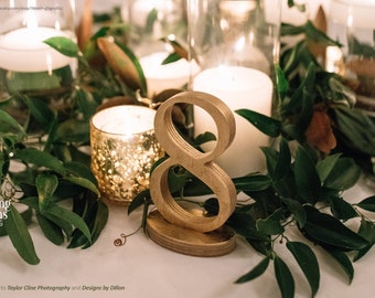 Freestanding Wedding Numbers | Wood Numbers | Wooden Table Numbers | Rustic Wood Numbers | Set up to 50 | Gold Numbers Set