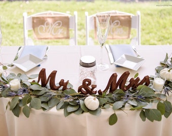 Mr & Mrs Table Signs, Mr and Mrs signs for Sweetheart table, Wedding Cutout Letters, Wedding Centerpieces for table, Wood Letters, Stand up