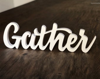 Gather Sign, Gather Wood Sign, Gather Wood Cutout, Dining Room Signs, 18 mm thick, Stand Alone, 3 Option Sizes