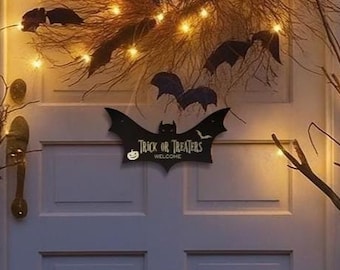 Bat Sign | Halloween Decor | Custom Wood Sign | Halloween Party | Wooden Sign | Welcome Sign | Halloween Home Decor