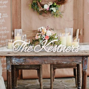Letrero de apellido personalizado / Letrero familiar de madera / Centro de mesa para bodas / Letreros con nombre para bodas / Decoración para mesas de novios / Letreros grandes de hasta 25 cm de alto