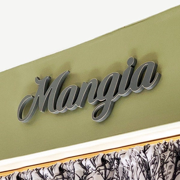 Mangia Italian Sign, Self Standing Kitchen Sign, Wood Sign Mangia, Dining Room Decor, Housewarming Gift, Italy Lovers, 3D Letters cutout