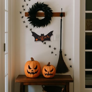 Halloween Sign Decor | Custom Text Sign | Wood Bat Sign | Custom Halloween Decor | Trick or Treaters Welcome Sign image 6
