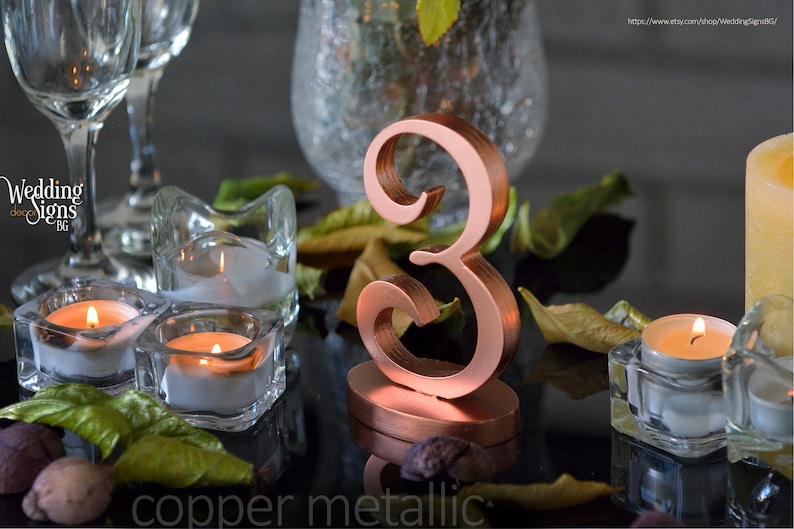 Freestanding Wedding Numbers Wood Numbers Wooden Table Numbers Rustic Wood Numbers Set up to 50 Gold Numbers Set image 2