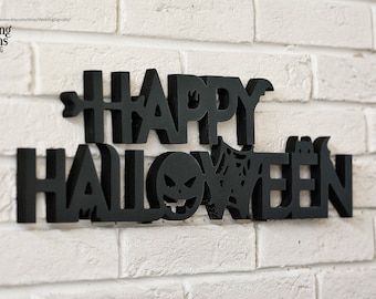 Freestanding Happy Halloween Wood Sign, Party Decor